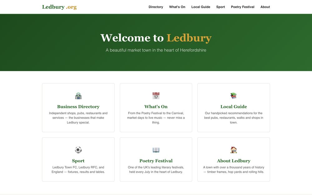 Screenshot of Ledbury.org